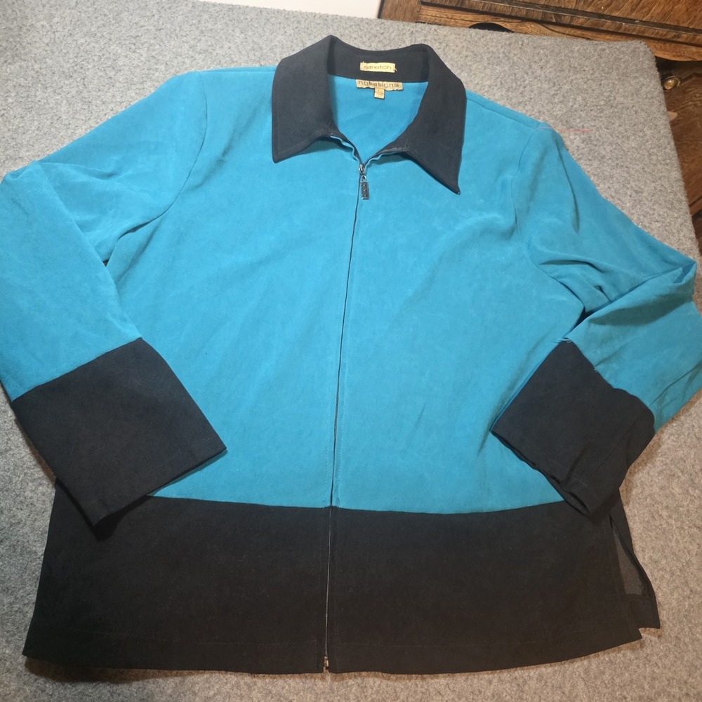 vintage Notations stretch zip-up jacket Large C2